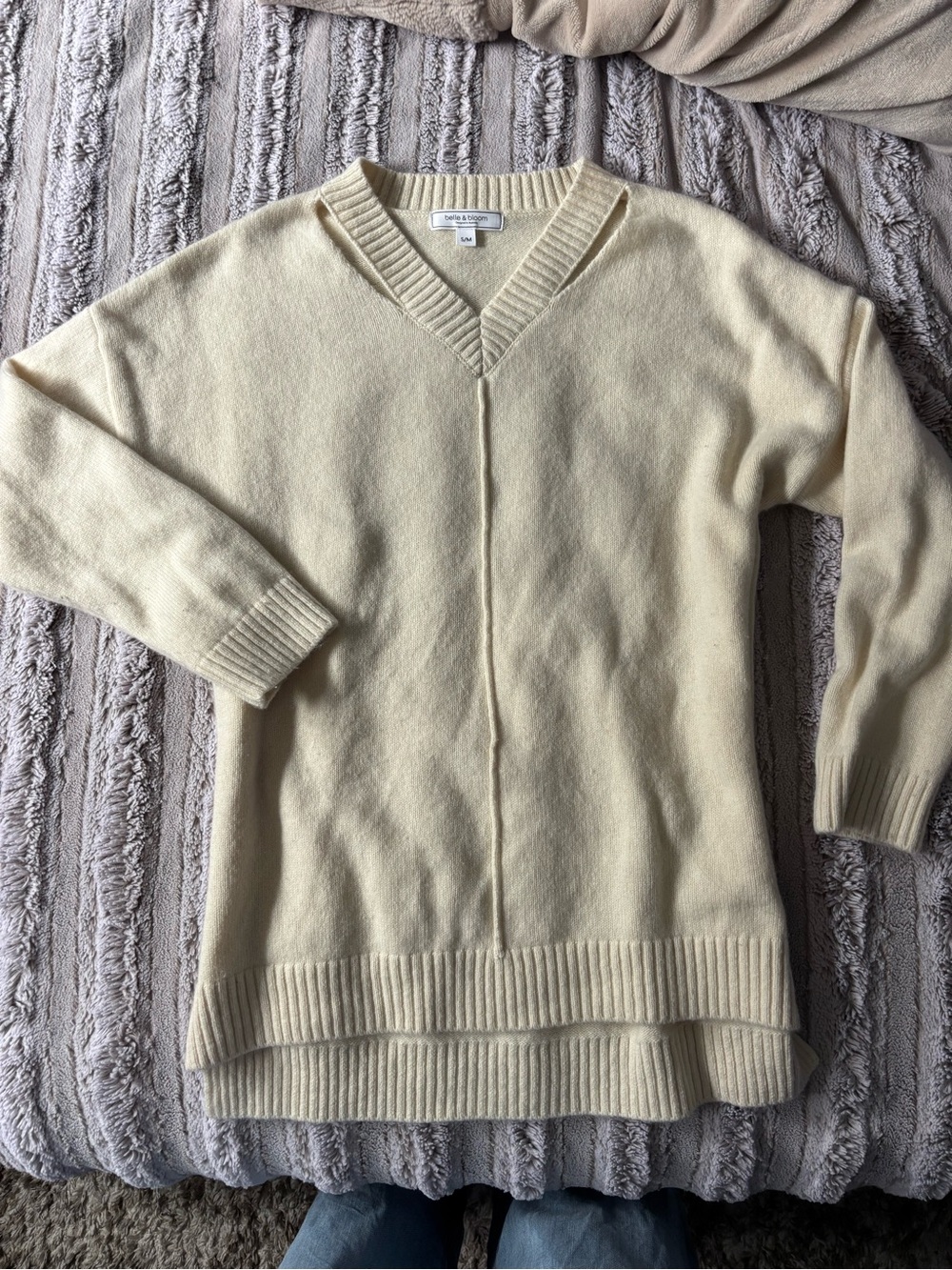 Belle & bloom wool & cashmere blend ivory oversized sweater